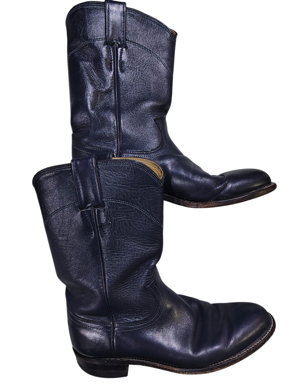 Laredo Black Pull-On Leather Western Boots 11.5D